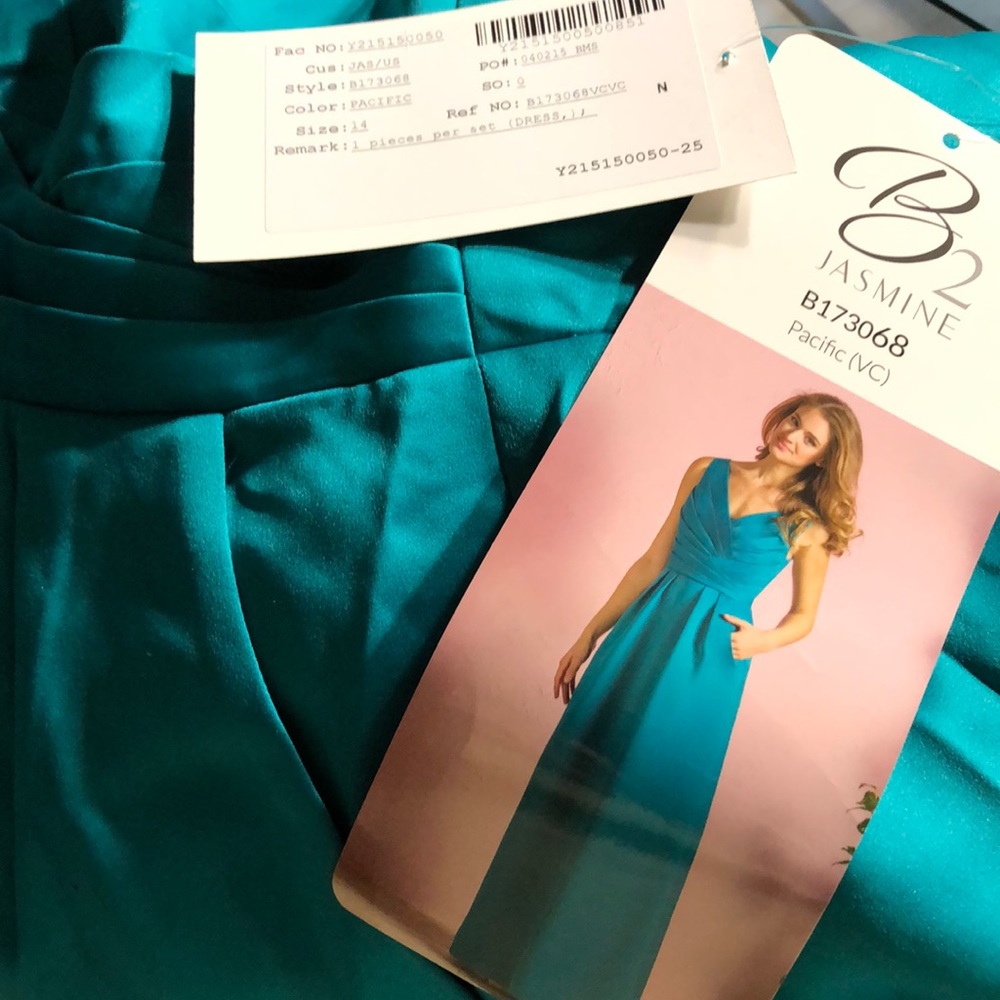 Poly Satin Floor Length _ Teal - Picture 9 of 11